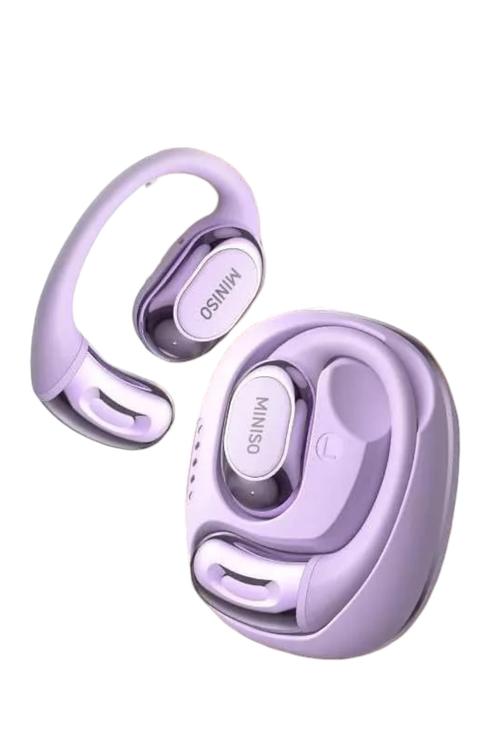 Refurbished Miniso Wireless Earbuds Compact Bluetooth Earphones with Clear Sound Purple MS156